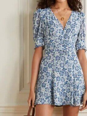 Reformation Blue and White Floral Mini Dress